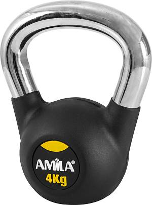 AMILA Kettlebell Rubber Cover Cr Handle 4Kg