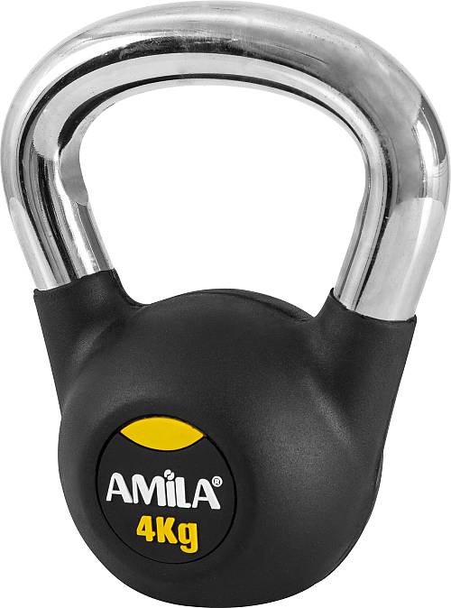 AMILA Kettlebell Rubber Cover Cr Handle 4Kg