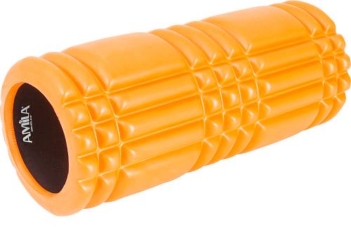 AMILA Foam Roller Plexus Φ14x33cm Πορτοκαλί/Μαύρο
