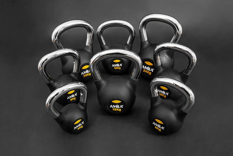 AMILA Kettlebell Rubber Cover Cr Handle 10Kg