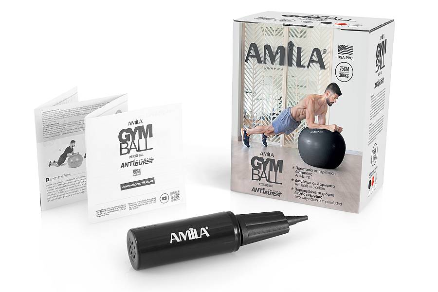 Μπάλα γυμναστικής AMILA GYMBALL 75cm Γκρι