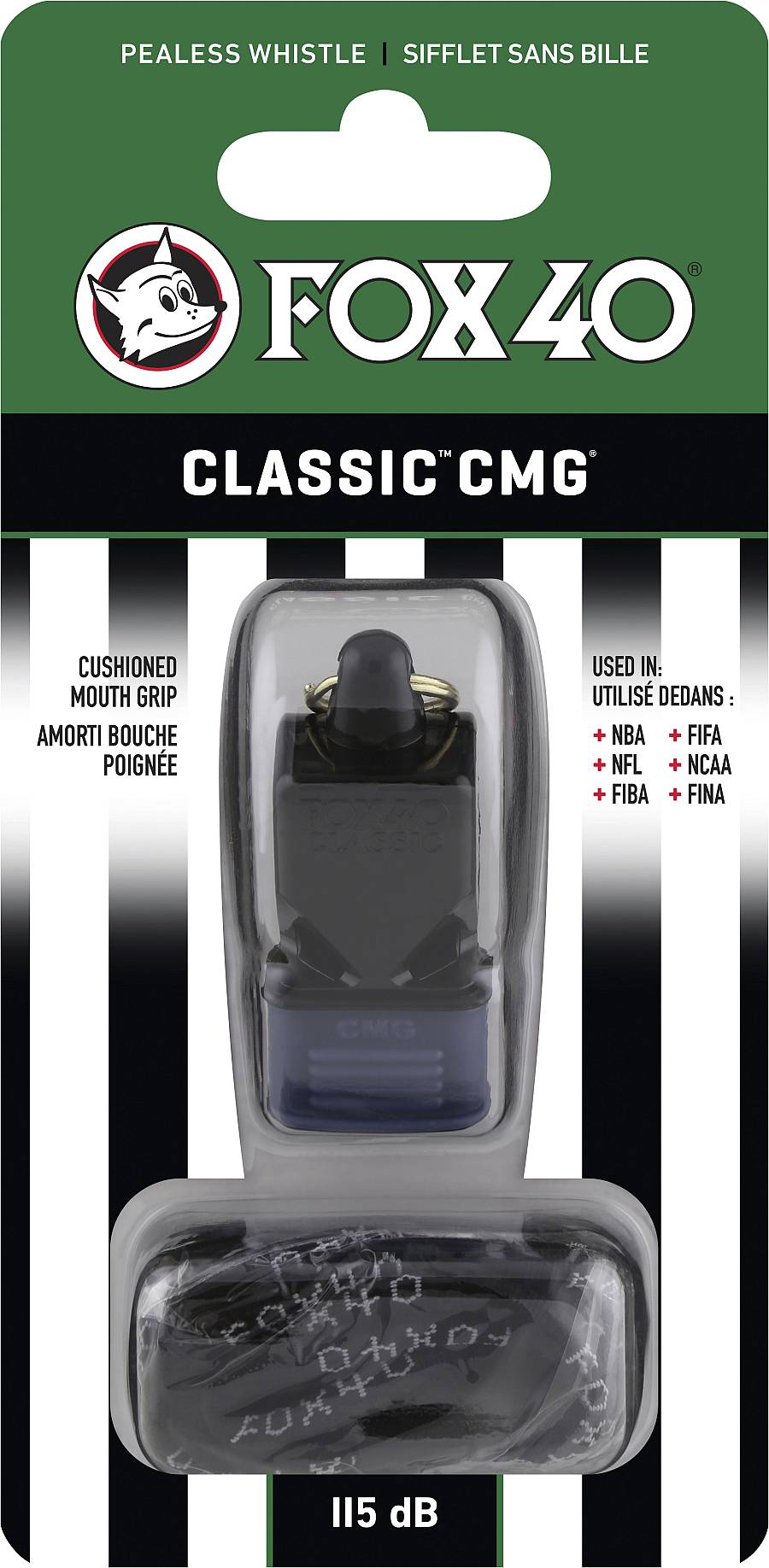 Σφυρίχτρα FOX40 Classic CMG Official Μαύρη με Κορδόνι