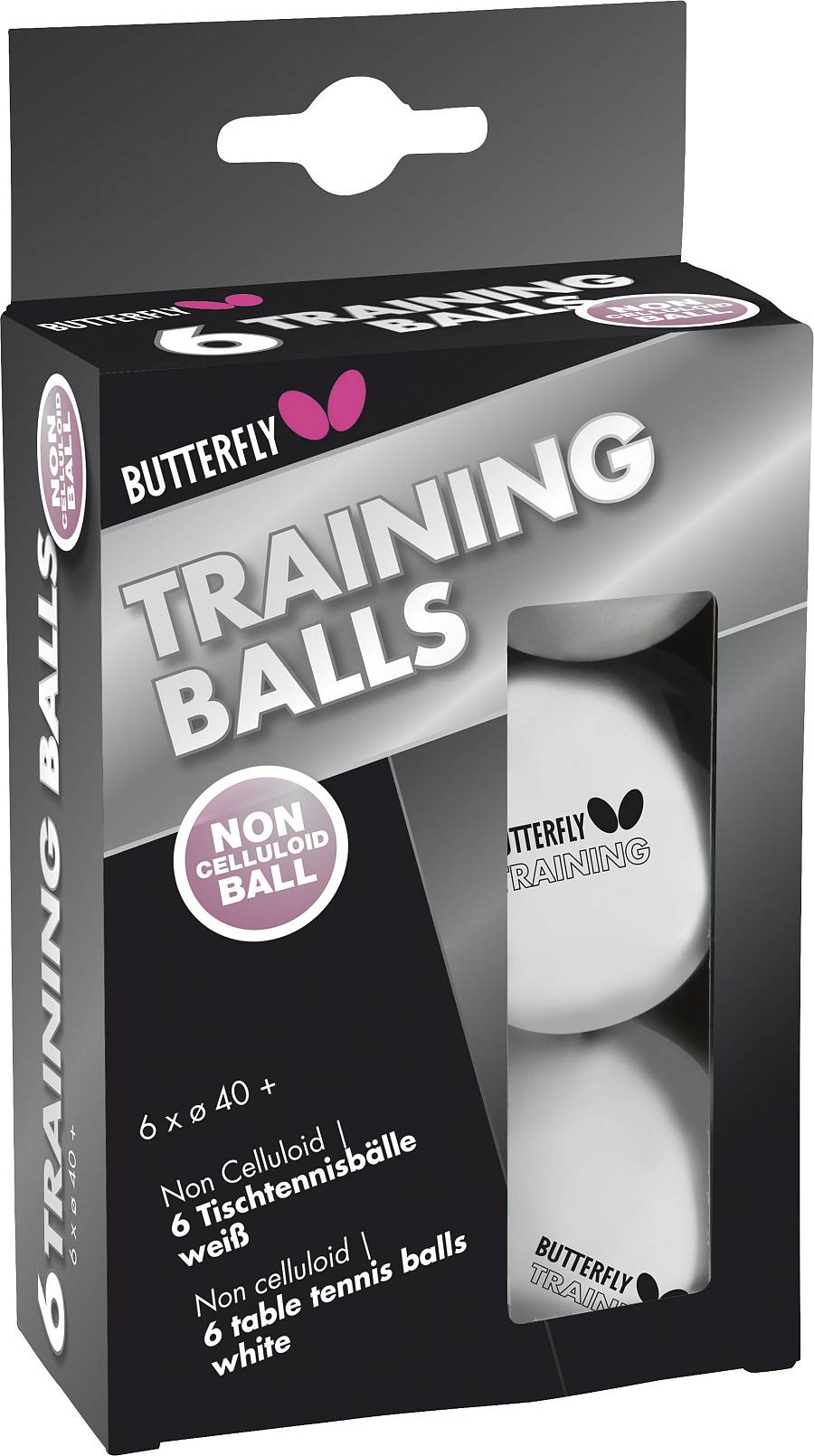 Μπαλάκια Ping Pong Butterfly Training 40+ 6 Τεμάχια Λευκά