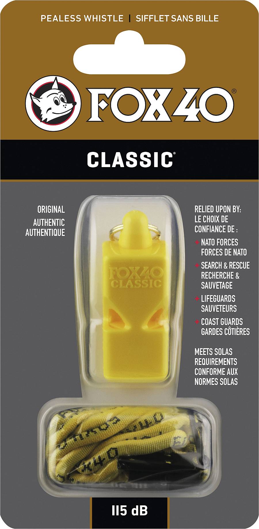 Σφυρίχτρα FOX40 Classic Safety Κίτρινη με Κορδόνι